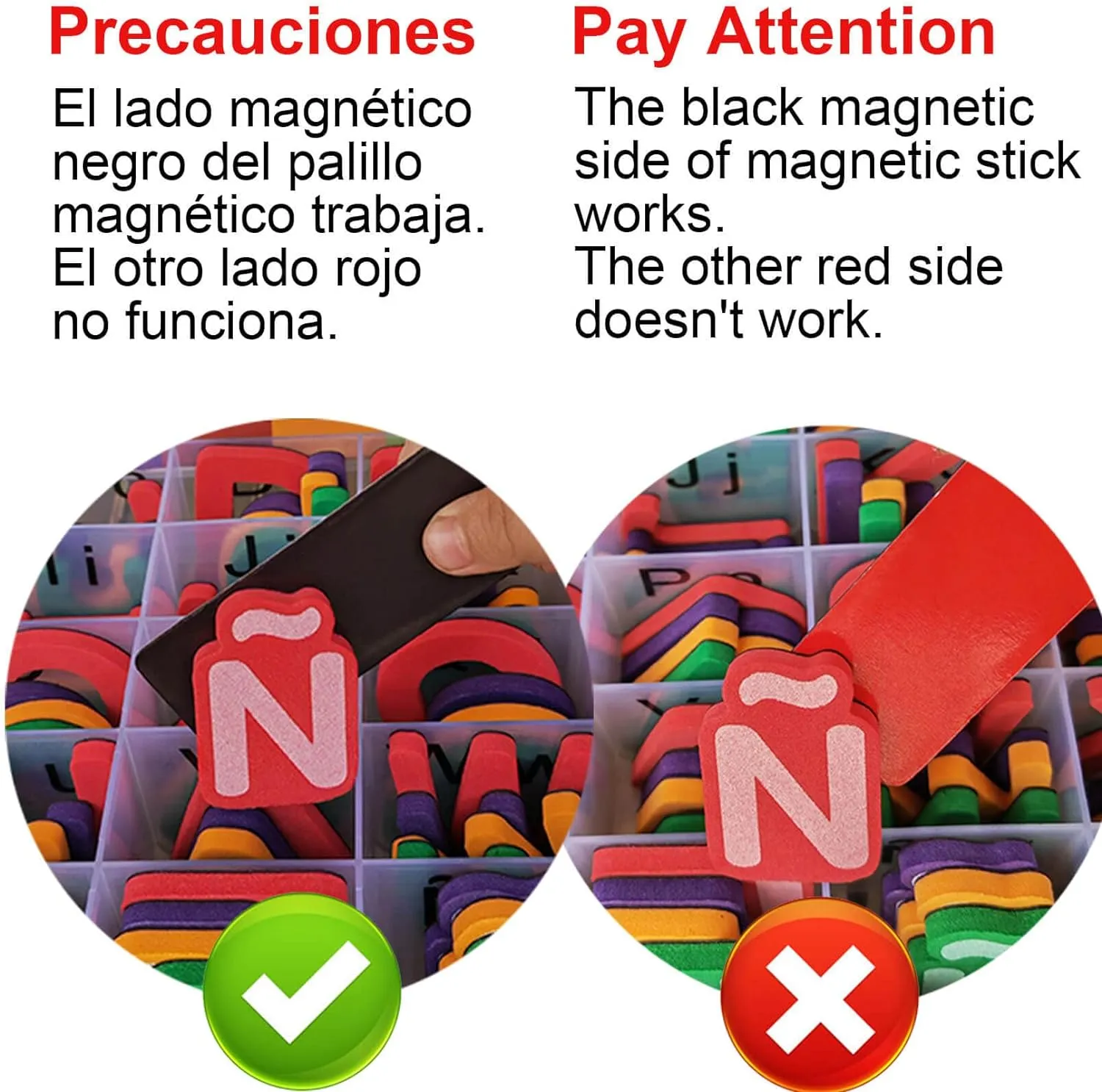 Spanish Magnetic Letters Alphabet Magnets - Letras Españolas y Números Magnéticos para Niños, 4 Colors for Classroom and Home Teaching, 4 Colores para La Enseñanza en Aula y Casa(4 Sets ES2)