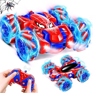Spider Remote Control Car for Boys, 2.4Ghz RC Cars with Headlight Double Sided Off-Road 360° Rotating Rechargeable 4WD RC Stunt Car Indoor Outdoor Spider Toys 4-6 5-7 8-13 Kids Gifts