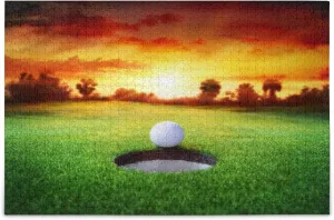Sport Golf Ball Sunset Grass Jigsaw Puzzle Leisure Creative Games 500 Pieces for Adults Children Gift Beginners