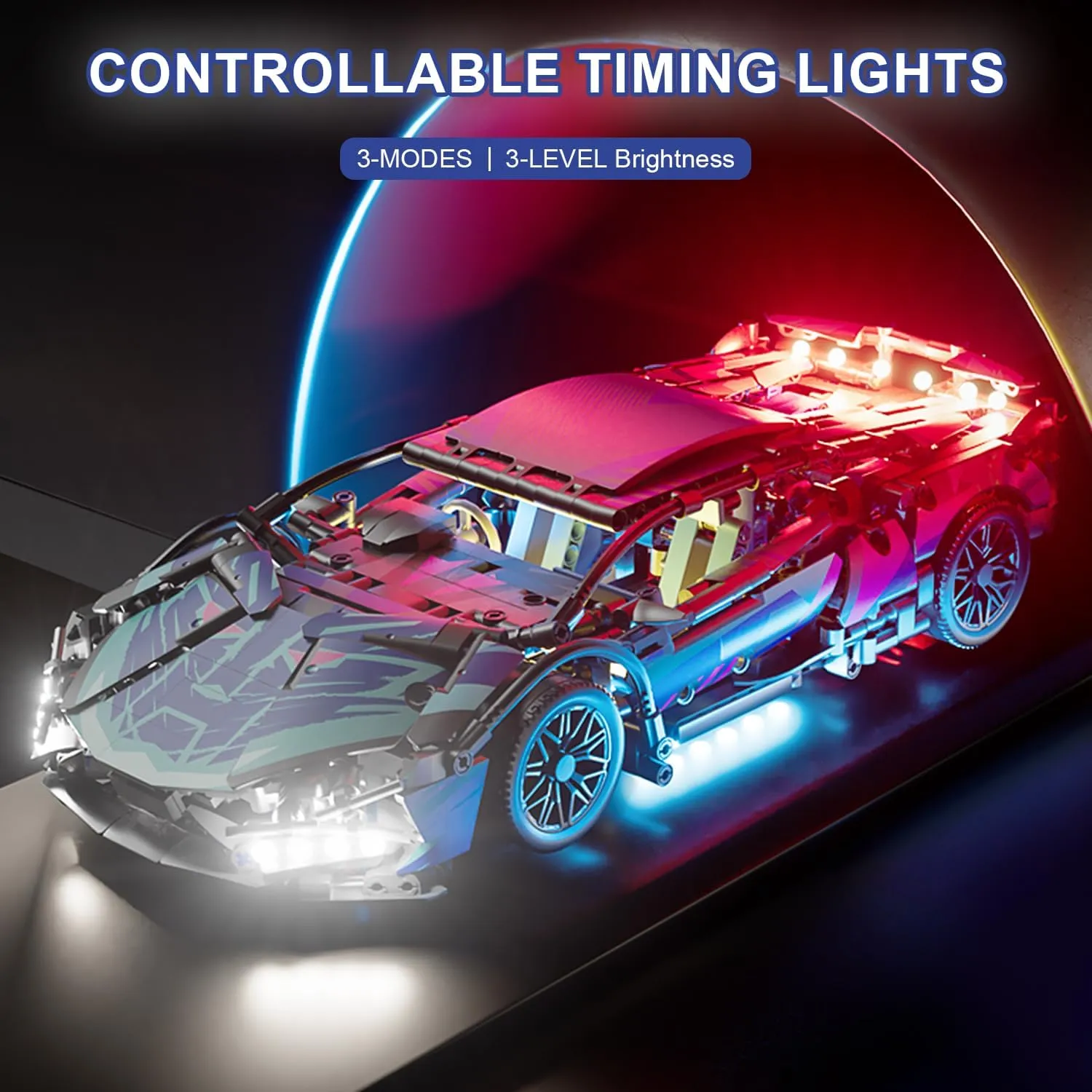 Sport Race Car Building Block Sets for Adults Boys,Racing Supercar Toys Kits with LED Lights Collectible 1:14 MOC Model Construction Birthday Gifts for Teens Age 8-12 12-16,14 14 (1314 PCS)