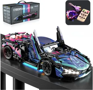 Sport Race Car Building Block Sets for Adults Boys,Racing Supercar Toys Kits with LED Lights Collectible 1:14 MOC Model Construction Birthday Gifts for Teens Age 8-12 12-16,14 14 (1314 PCS)