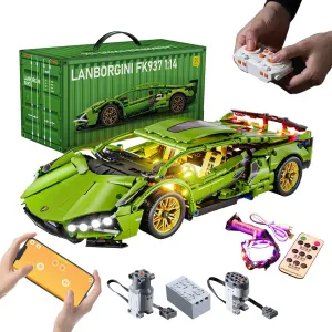 Sport Race Car Building Block Sets for Adults Boys,Remote Control APP Supercar Toys Kits with LED Lights 1:14 Collectible MOC Contruction Birthday Gift for Teens Age 8-12 12-16,14 14 (1314 PCS)