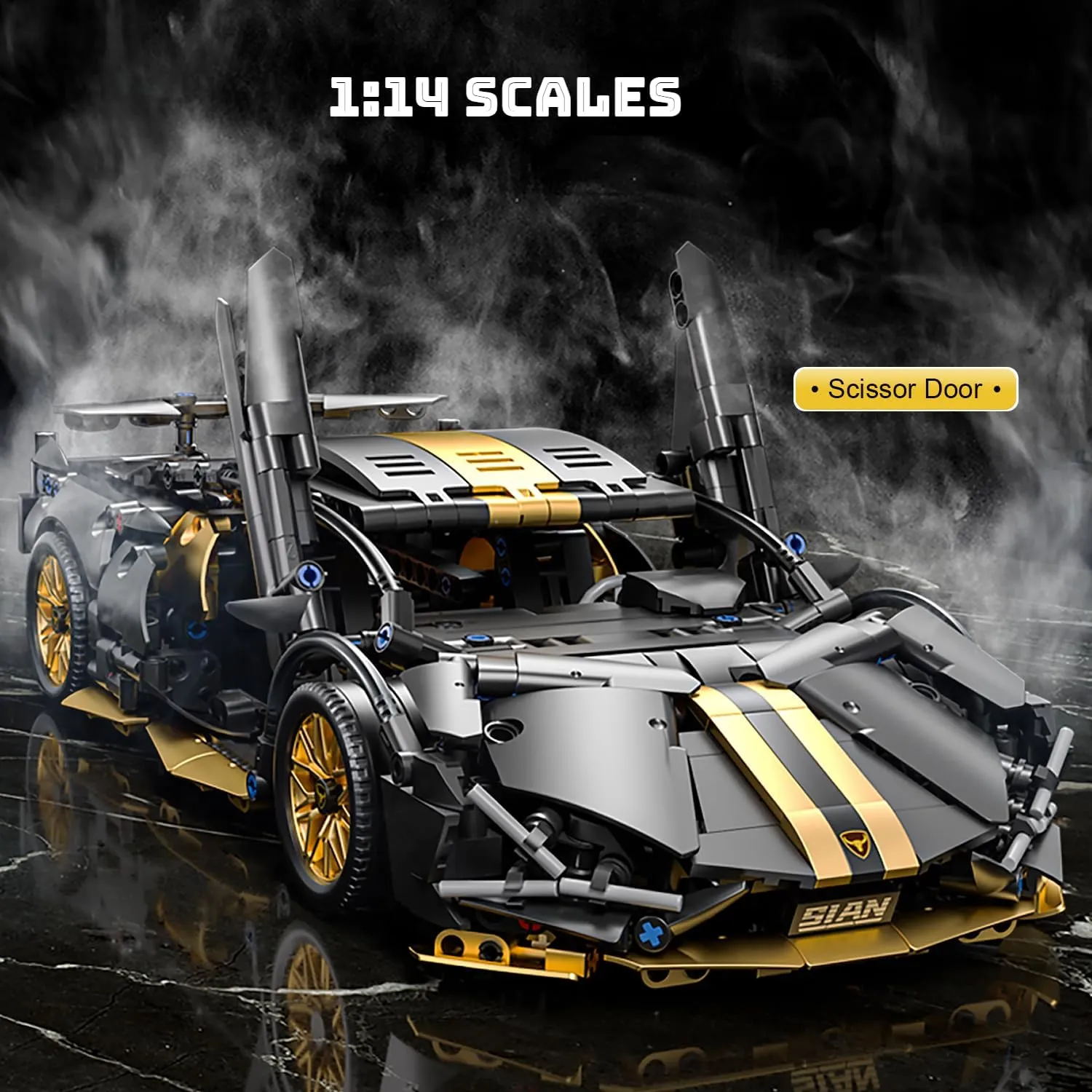 Sport Race Car Building Block Sets for Adults,Black Technical Racing Supercar Toys Kits Collectible 1:14 MOC Model Construction Birthday Gifts for Boys Men Teens Age 8 , 8-12 12-16,14 