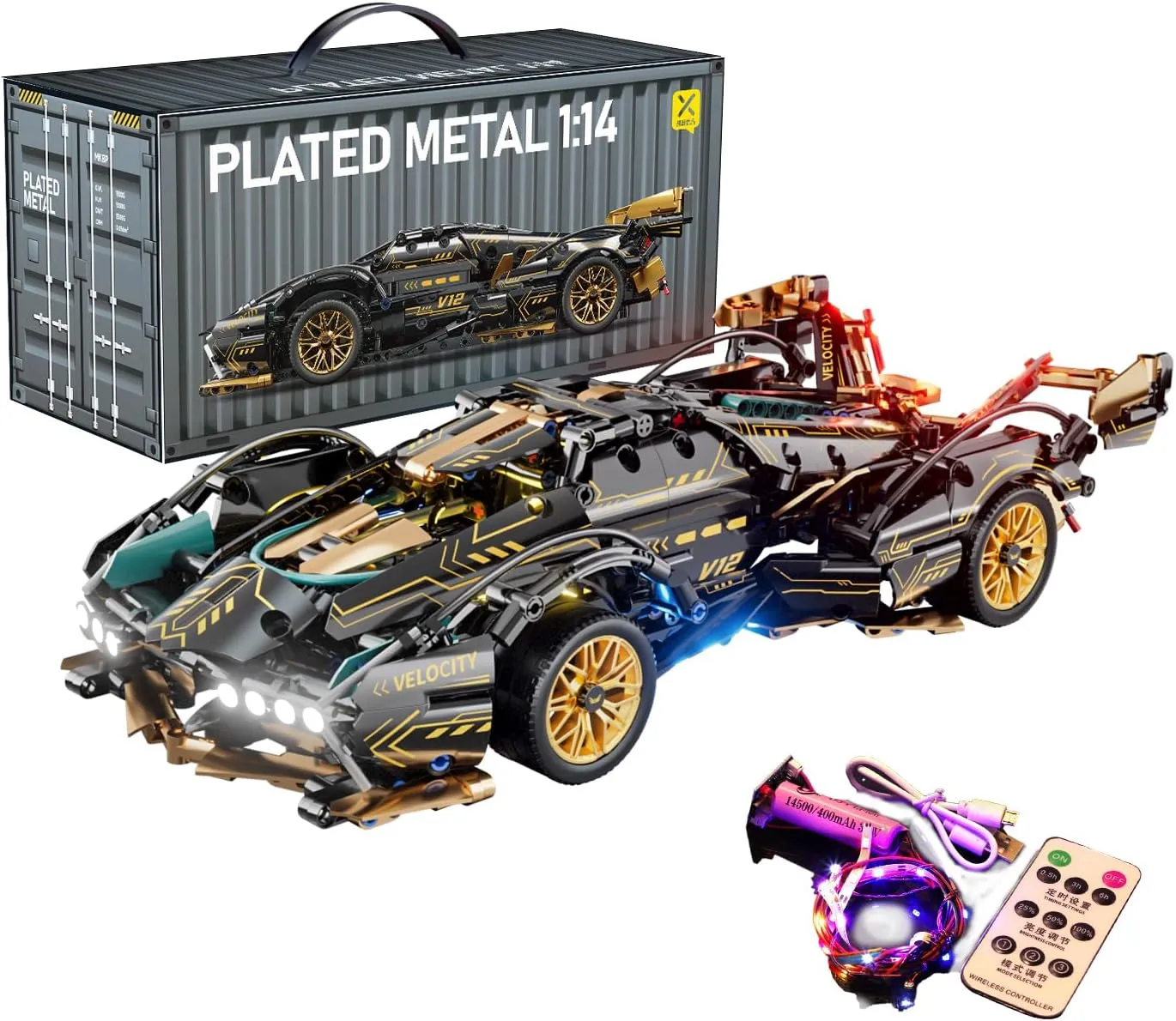 Sport Racing Car Building Block Sets for Adults, 1:14 Race Supercar Toys Kits with LED Collectible MOC Model Construction Ideas Birthday Gifts for Boys Teens Men Age 8-12 12-16,14 14 