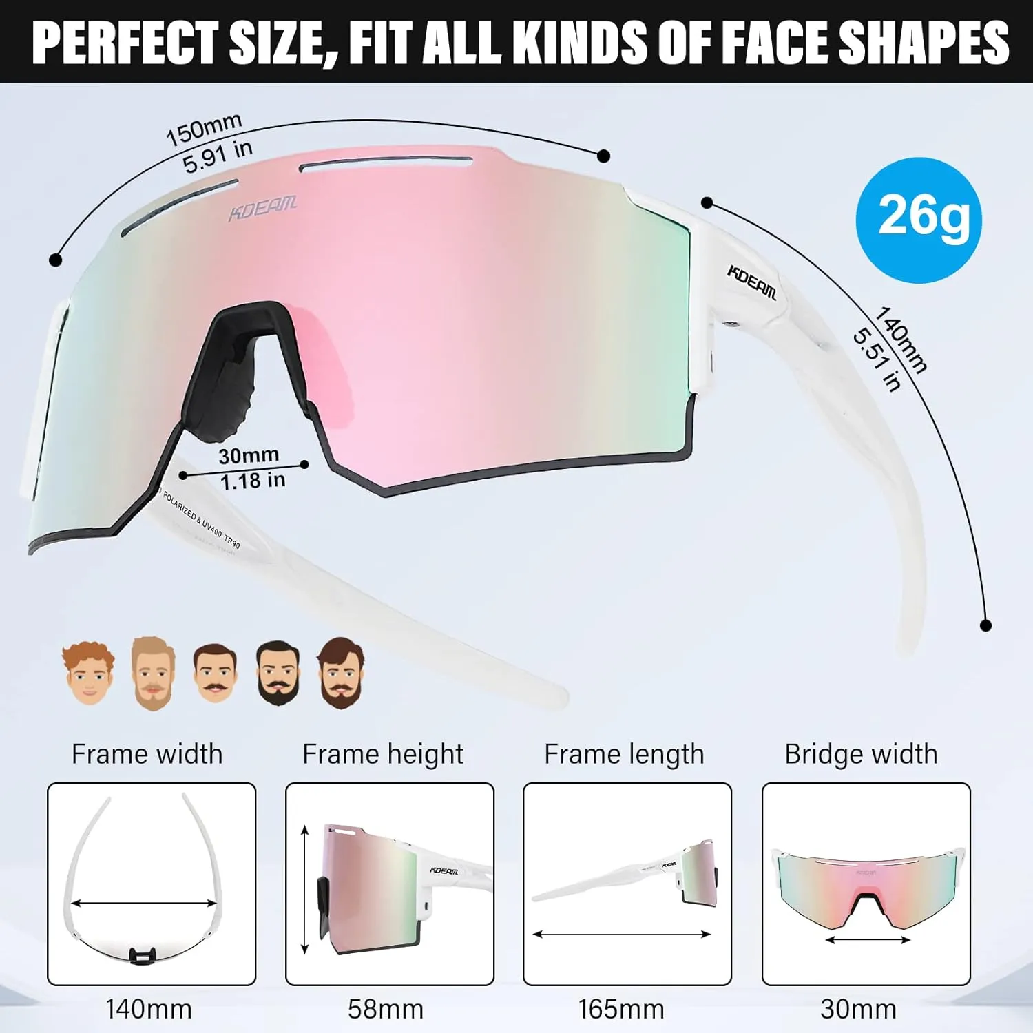 Sports Polarized Sunglasses for Women Men, UV400 Cycling Goggles Baseball Running Fishing Outdoor Windproof Eyewear