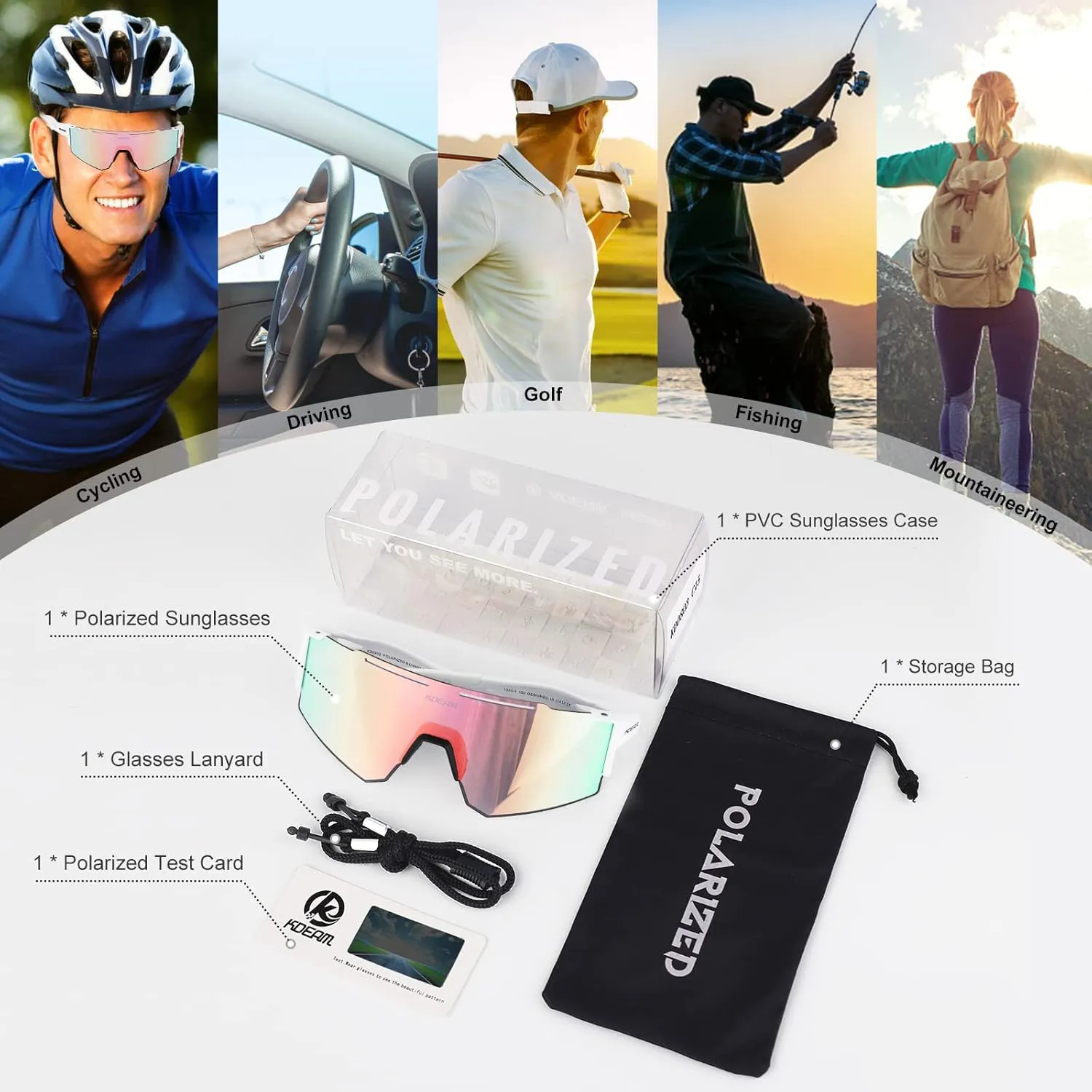Sports Polarized Sunglasses for Women Men, UV400 Cycling Goggles Baseball Running Fishing Outdoor Windproof Eyewear