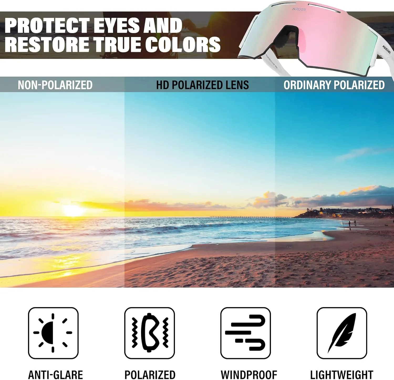 Sports Polarized Sunglasses for Women Men, UV400 Cycling Goggles Baseball Running Fishing Outdoor Windproof Eyewear