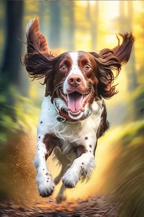 Springer Spaniel 1000 Pieces Puzzle for Adults - Running Puppy Dog ​Wooden Jigsaw Puzzles Challenging Educational Toys for Family Creative Gift