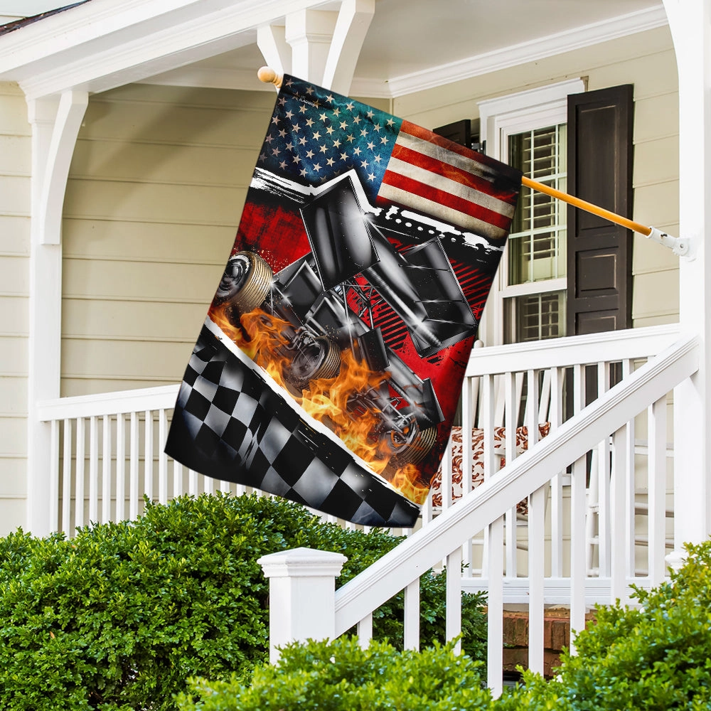 Sprint Car Racing American Flag