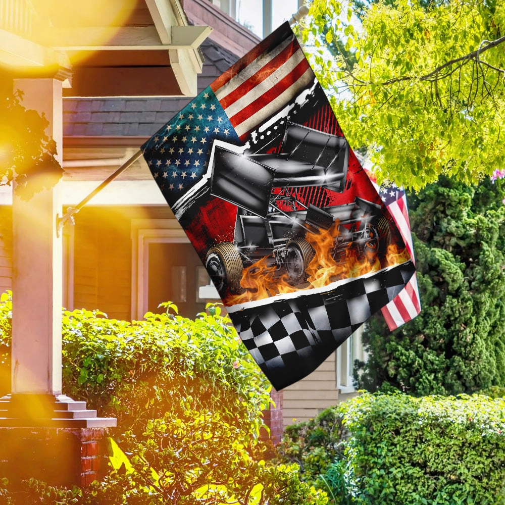 Sprint Car Racing American Flag