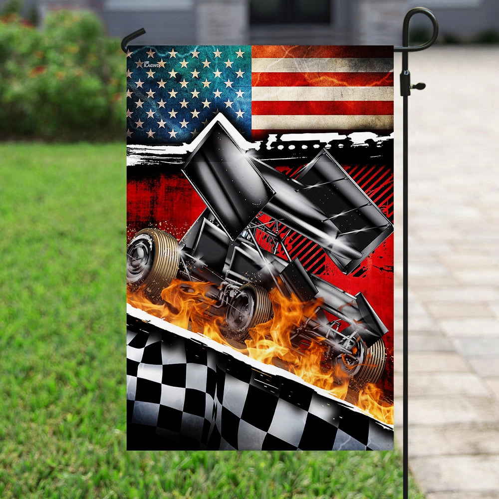 Sprint Car Racing American Flag