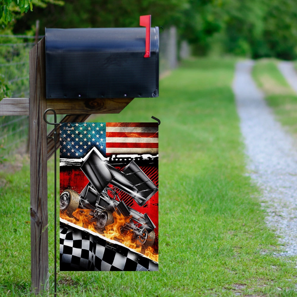 Sprint Car Racing American Flag
