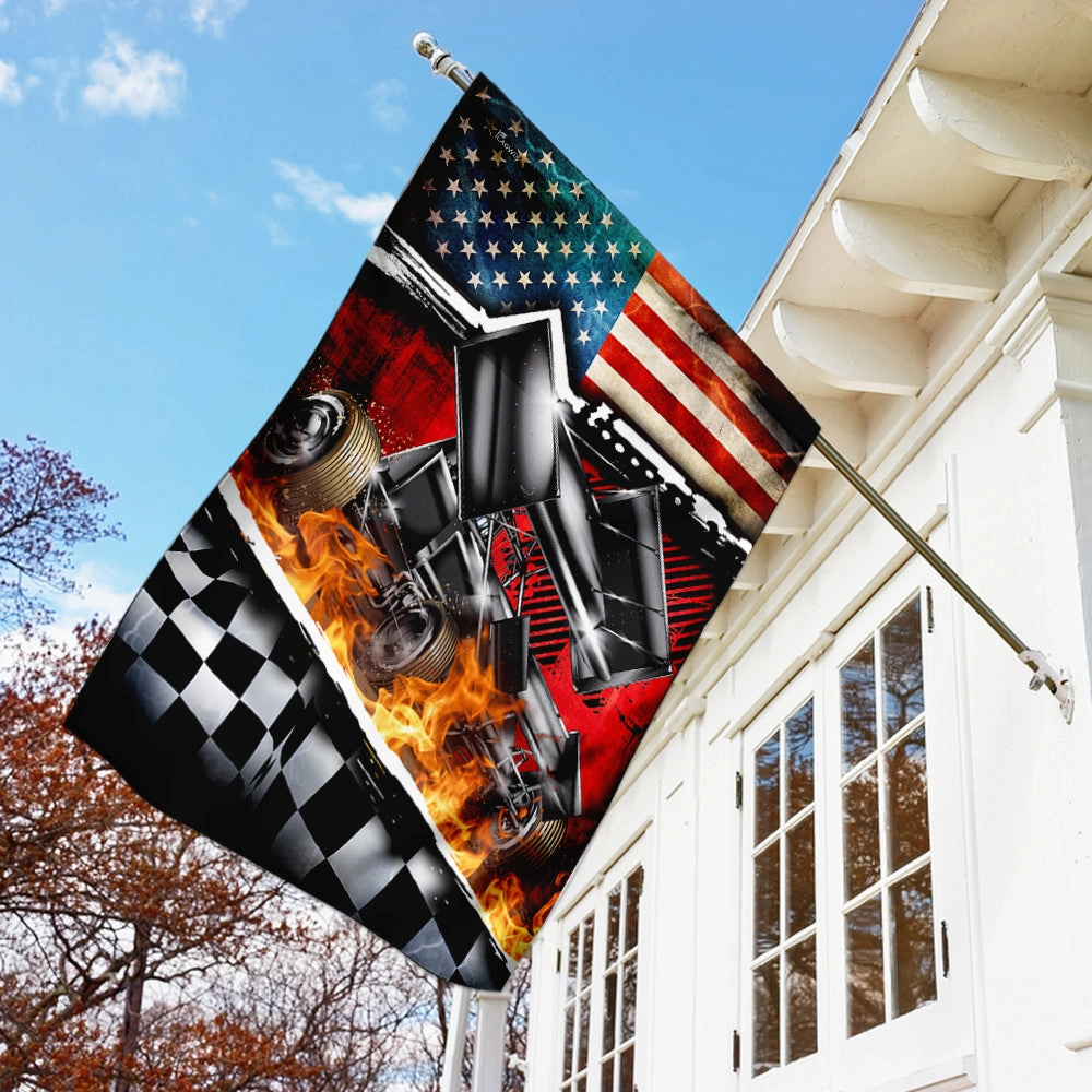 Sprint Car Racing American Flag