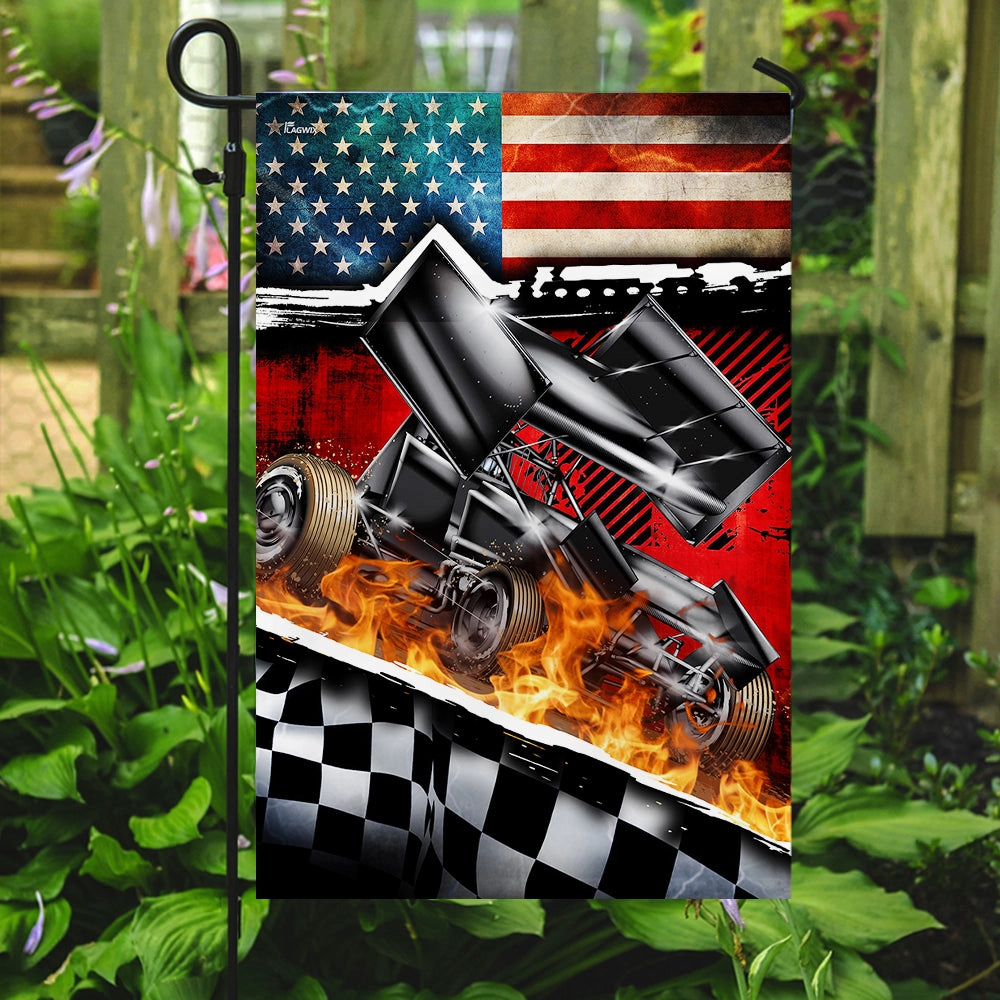 Sprint Car Racing American Flag