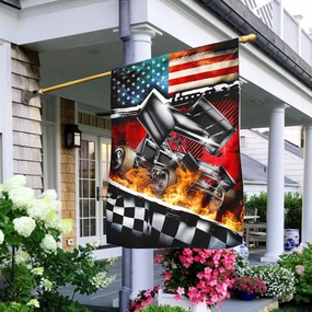 Sprint Car Racing American Flag