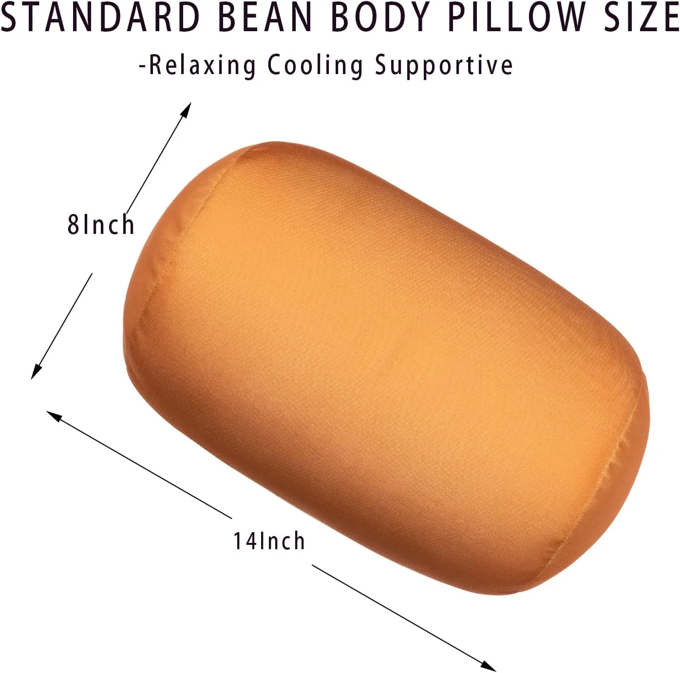 Squish Bean Bed Microbead Pillow Bolster Tube Body Pillow Smooth Cool Touch Fabric Neck & Back Support Throw Travel Pillow Fun Colors (Coffee)