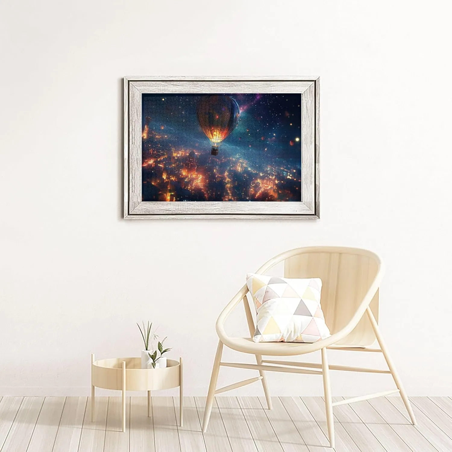 Starry Sky Hot Air Balloon Puzzle 1000 Pcs, Unique Adult Artwork Creative Entertainment Game and Holiday Party Gift Artwork Wall Home Decoration, Wooden Puzzle for Adults