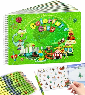 Sticker and Color Book, Animal Habitats Sticker Book for Kids, 700  Stickers and 12 Animal Habitat Scenes(Animals, Dinosaurs, City ​​Traffic) Activity Funny Sticker Books Educational Game