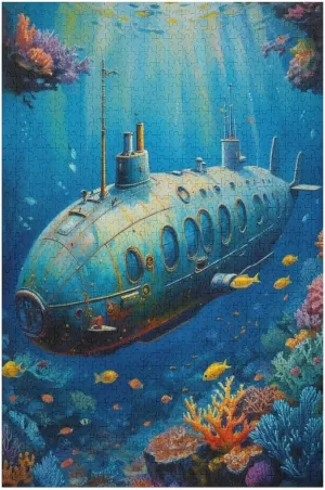 Submarine Sea Fish Coral Colorful Oil Painting Jigsaw Puzzles for Adults and Kids 500 Pieces Puzzles Educational Games Gift for Elders Family Friend Gift for Women Men 20.5x15 Inch