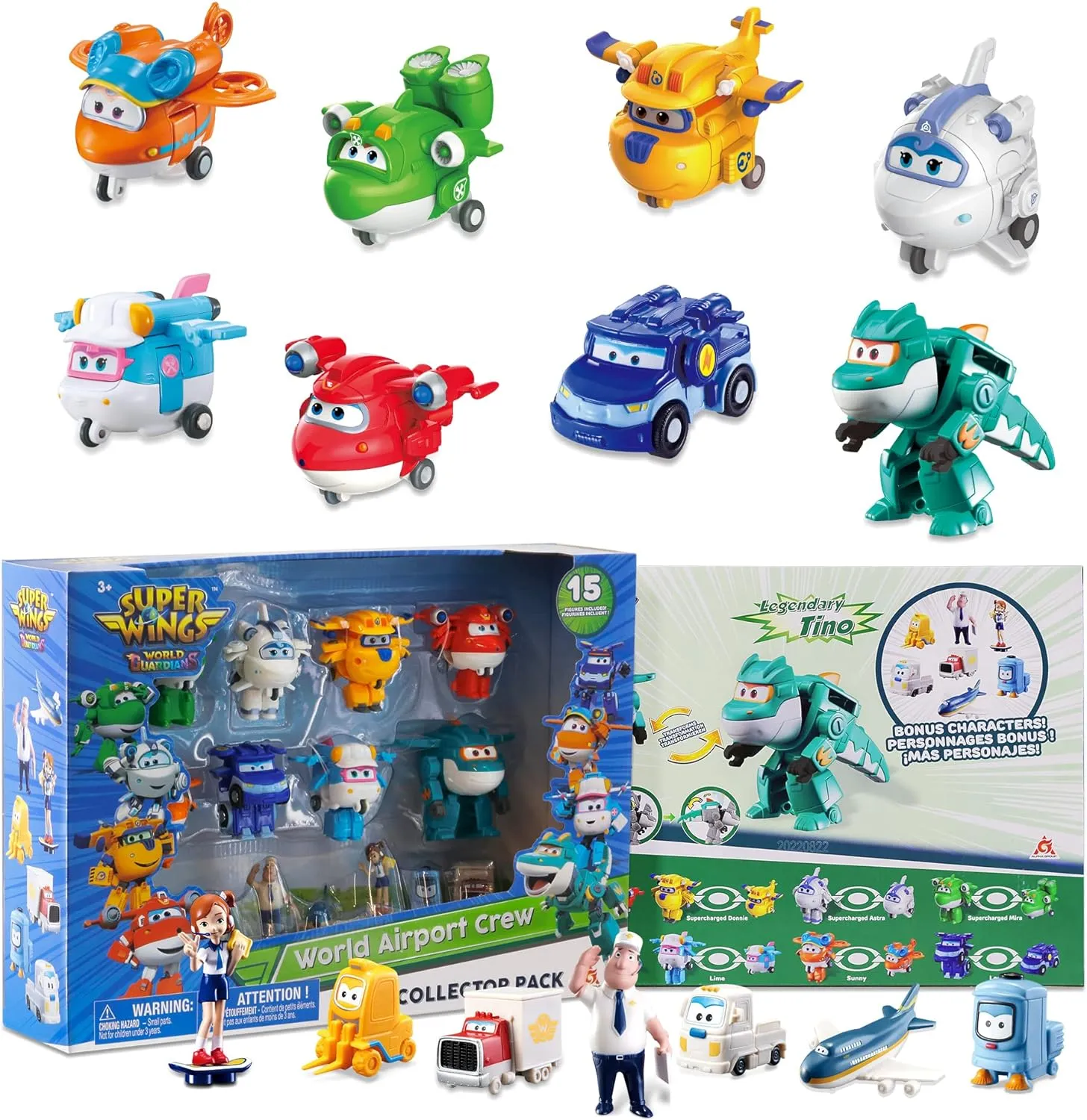 Super Wings 15-Pack Transforming Toys 2 inch Airplane Robot Mini Action Figures with Real Mobile Wheels for Kids 3 4 5 6 7 8  Birthday Party Supplies for Preschool Boys and Girls