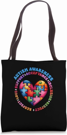 Support Acceptance Inclusion Respect Love Autism Tote Bag