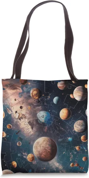 Surreal Alien World - Interstellar Puzzle Cosmic Art Tote Bag
