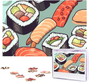 Sushi Puzzles 1000 Pieces with Storage Bag Personalized Jigsaw Puzzles for Men Women Picture Puzzle for Family Challenging Photos Puzzle for Home Decor (29.5"" x 19.7"")