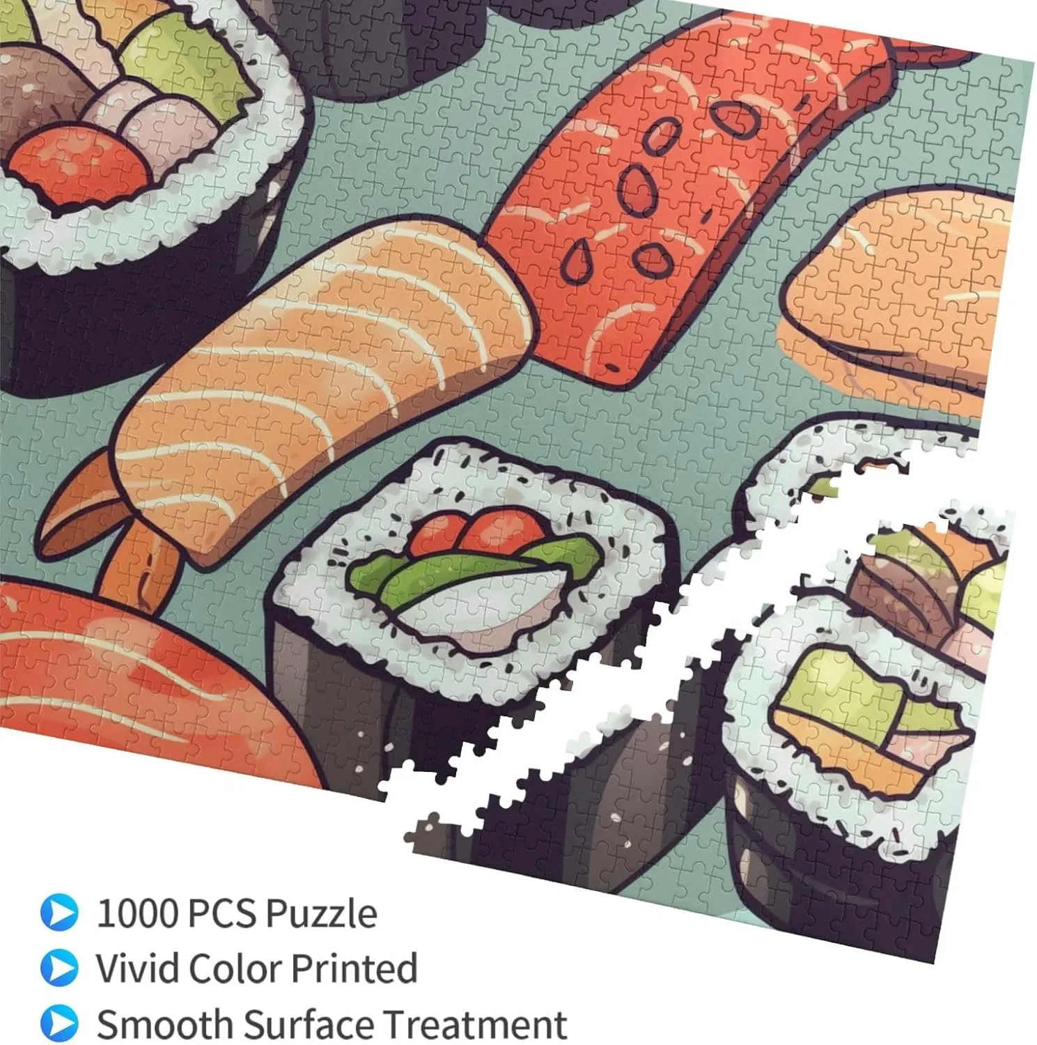 Sushi Puzzles 1000 Pieces with Storage Bag Personalized Jigsaw Puzzles for Men Women Picture Puzzle for Family Challenging Photos Puzzle for Home Decor (29.5"" x 19.7"")