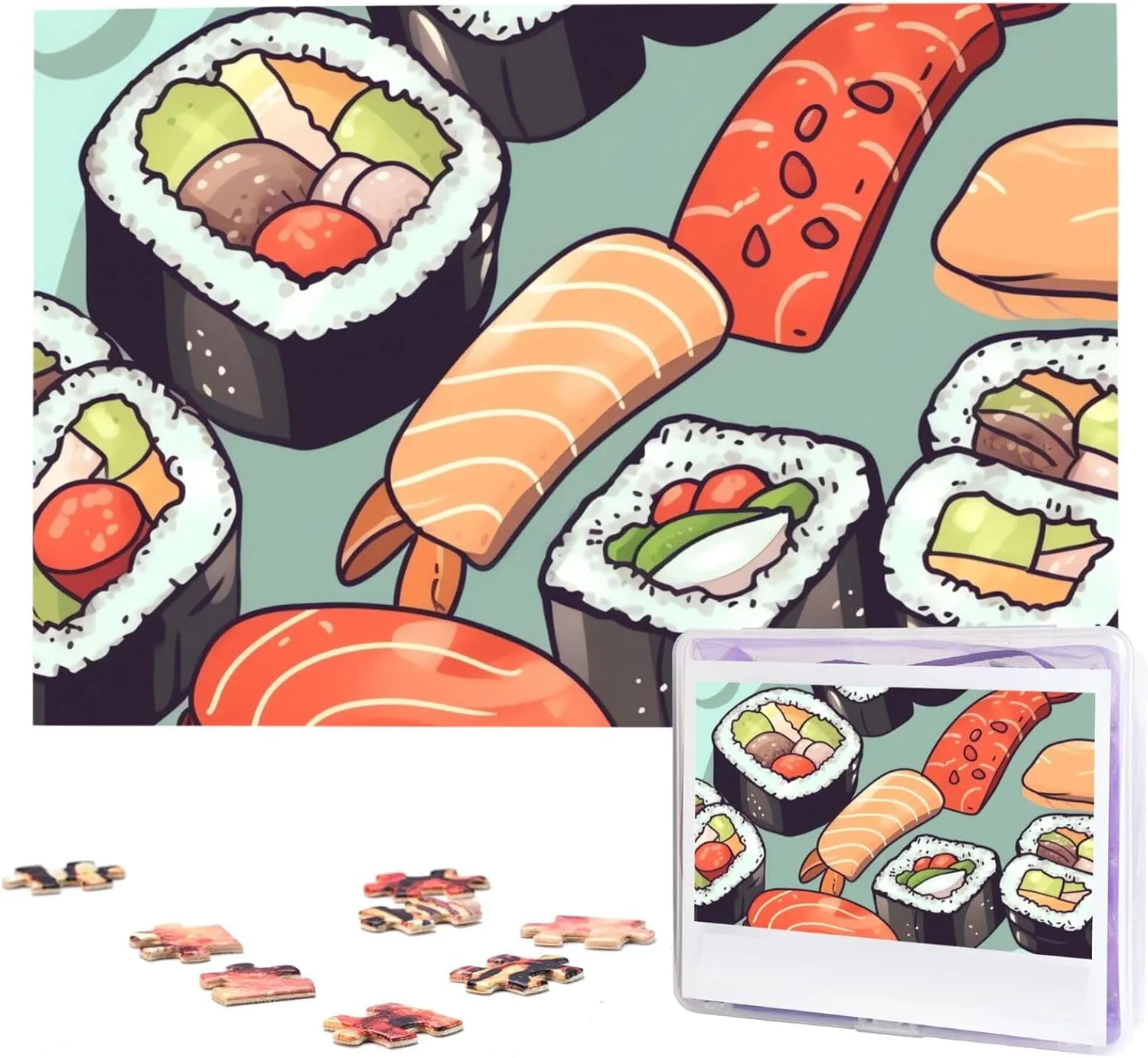 Sushi Puzzles 1000 Pieces with Storage Bag Personalized Jigsaw Puzzles for Men Women Picture Puzzle for Family Challenging Photos Puzzle for Home Decor (29.5"" x 19.7"")