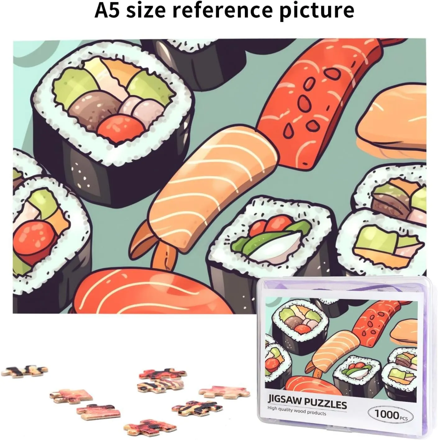 Sushi Puzzles 1000 Pieces with Storage Bag Personalized Jigsaw Puzzles for Men Women Picture Puzzle for Family Challenging Photos Puzzle for Home Decor (29.5"" x 19.7"")
