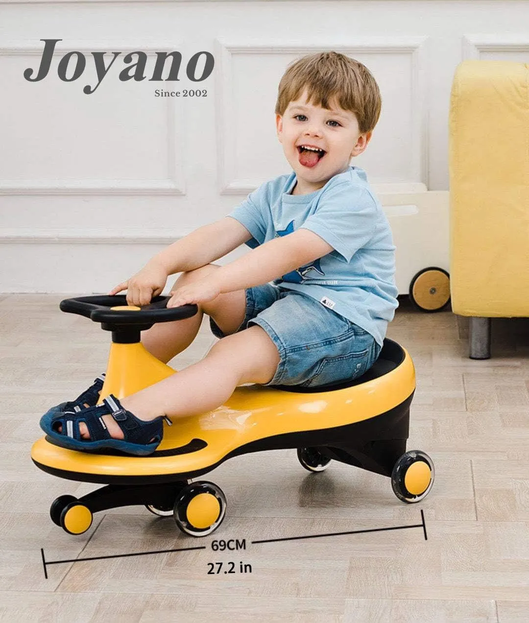 Swing Car, LED Flashing Wheels, Ride on Wiggle Car Boys and Girls, No Batteries, Gears or Pedals, Twist, Turn, Wiggle Movement to Steer, for Toddlers, Kids 3 Yrs and UP, 50kg/110lb Blue (Pink)