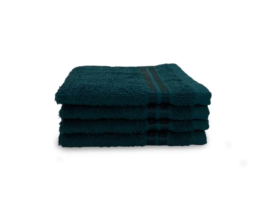 Teal - 4 Piece 100% Cotton Face Towel Set - Anti Bacterial By Welspun