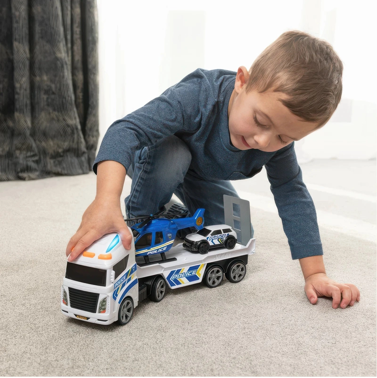 Teamsterz Light and Sound Police Helicopter Transporter