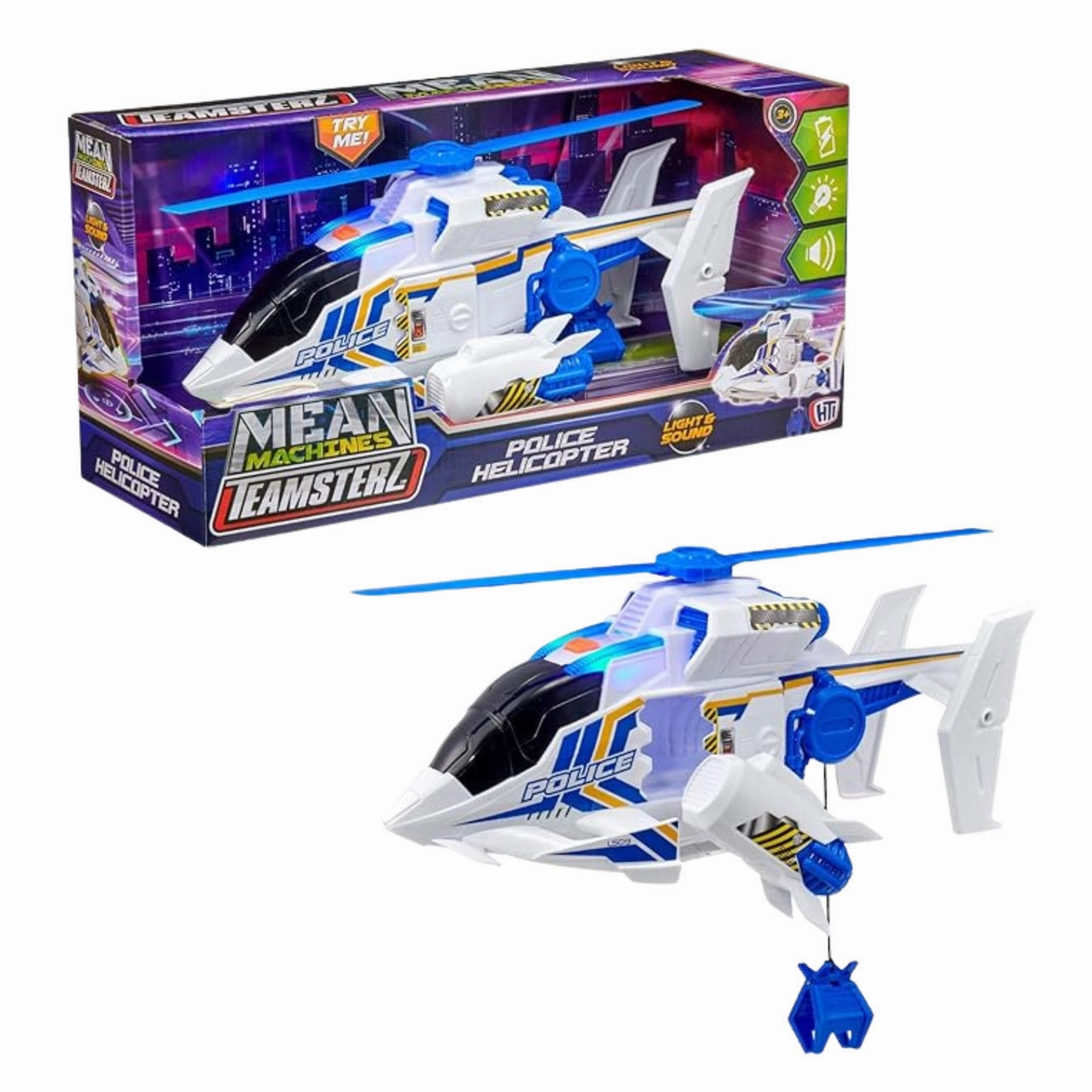 Teamsterz Mean Machines Light & Sounds Police Helicopter