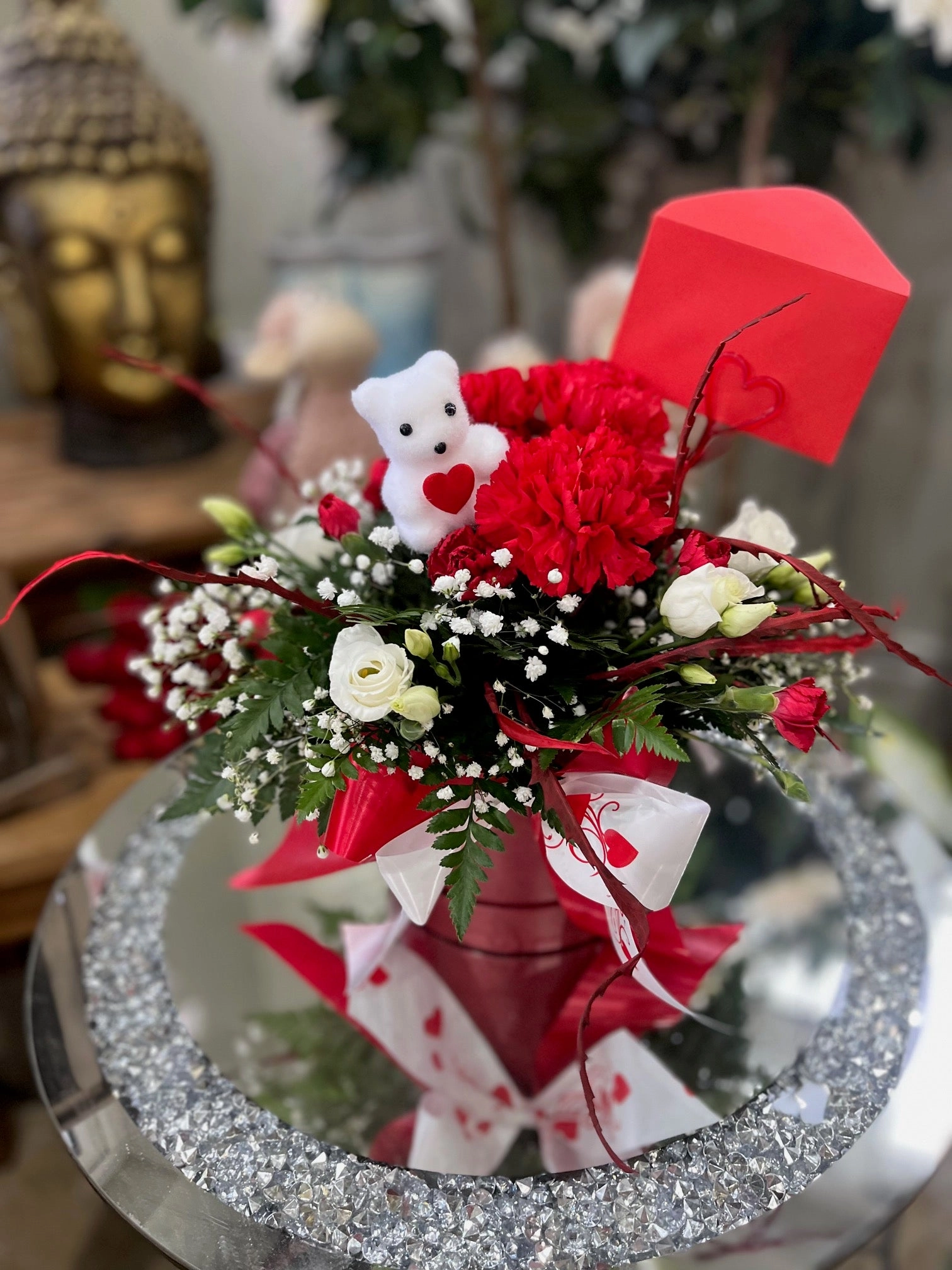 Teddy Bear Hatbox Arrangement