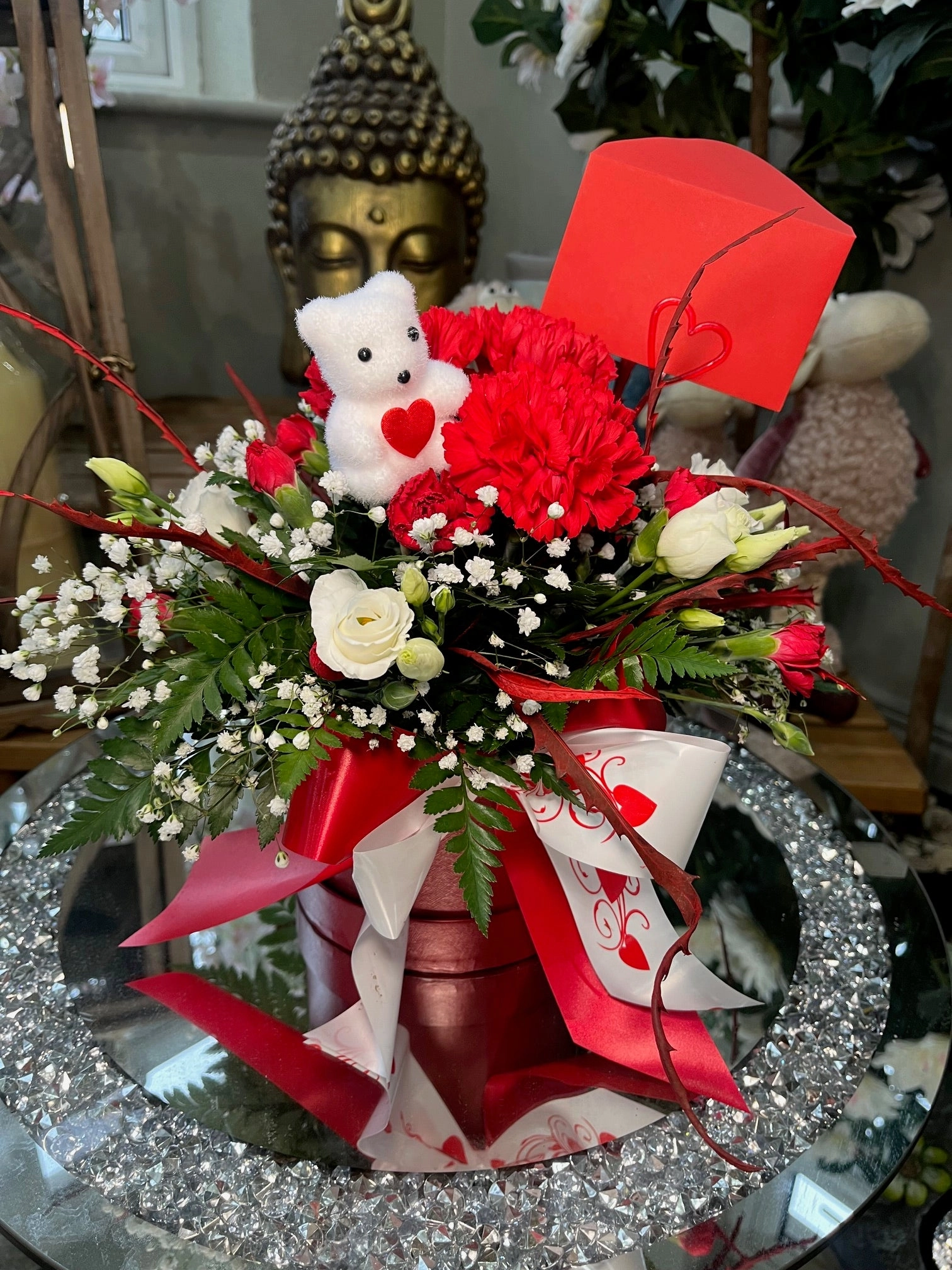 Teddy Bear Hatbox Arrangement