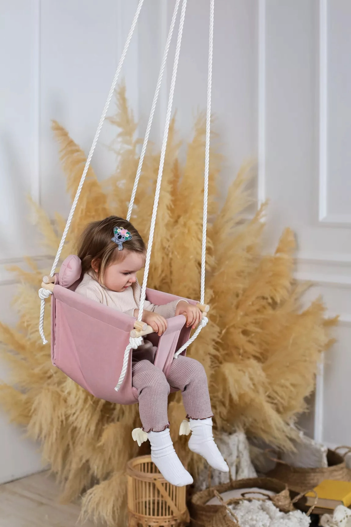 Teddy Bear toddler swing - pink