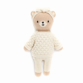 teddy bear with sweater and headband 11" - natural