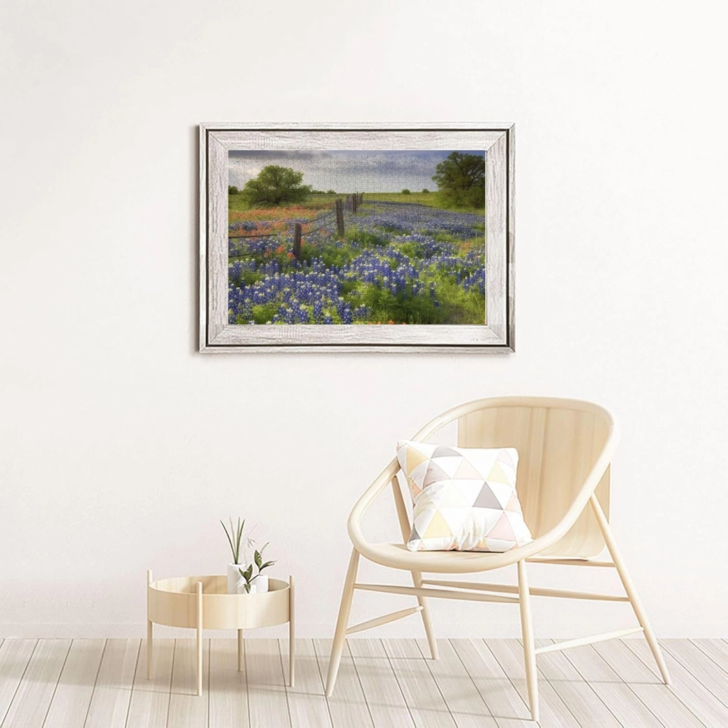Texas Bluebonnets Scenery Puzzles 1000 Pieces Personalized Jigsaw Puzzles for Adults Personalized Picture with Storage Bag Puzzle Wooden Photos Puzzle for Family Home Decor (29.5" x 19.7")