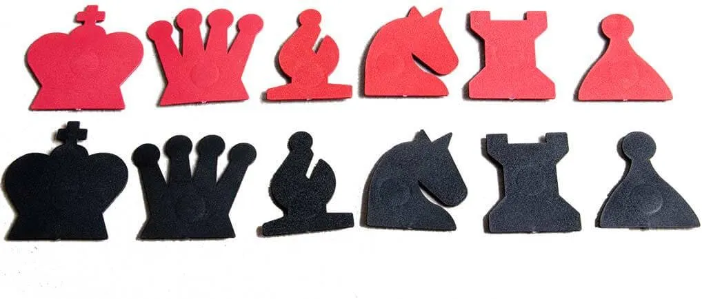 The House of Staunton Chess Pieces for 28" Magnetic-Style Chess Demonstration Set: 32 Pieces (16 Black, 16 Red), 3" Size, All Ages