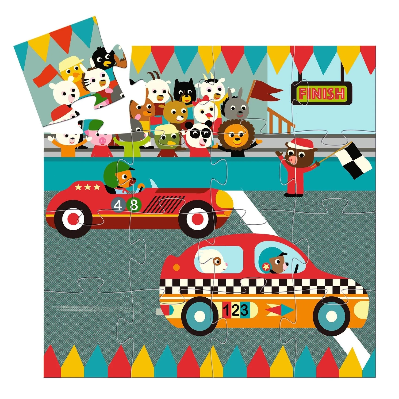 The Racing Car 16pc Silhouette Mini Jigsaw Puzzle