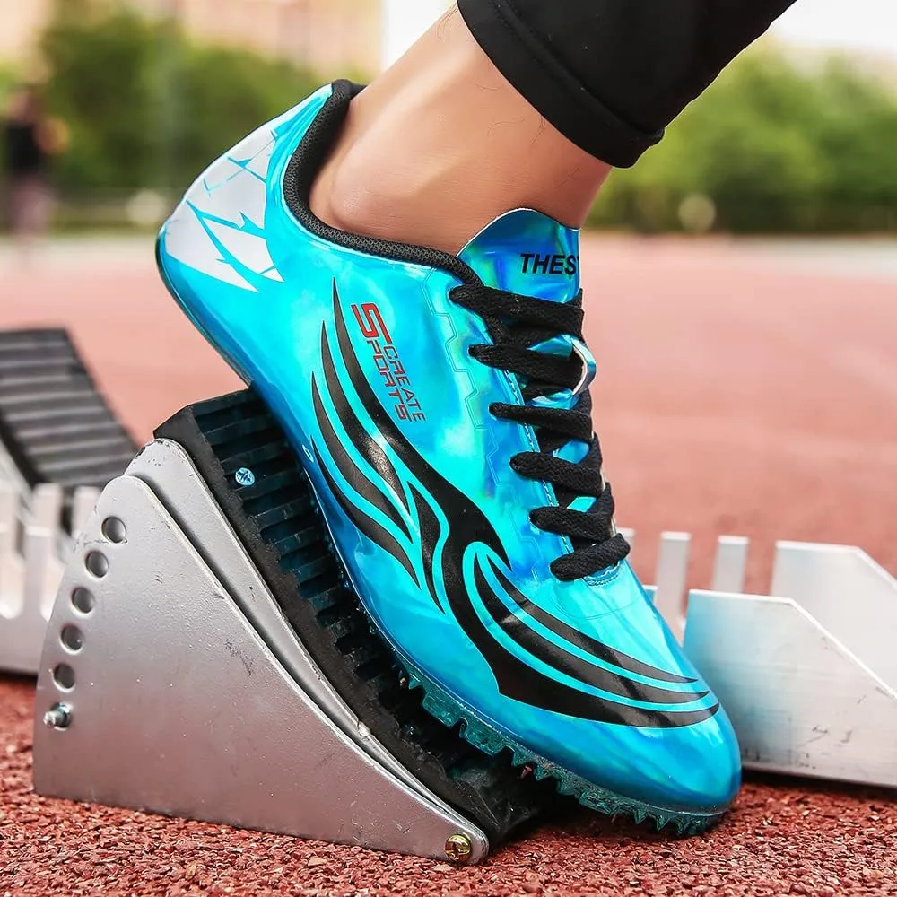 THESTRON Unisex Track Spikes Running Sprint Shoes Track & Field Shoes for Men Women Kids Cool Racing Running Sneakers