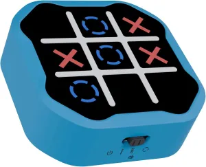 Tic Tac Toe Robot Game Toy, 3-in-1 Handheld Puzzle Console with Silent Mode, Portable Travel Game for Kids & Adults, Ages 3 , Blue
