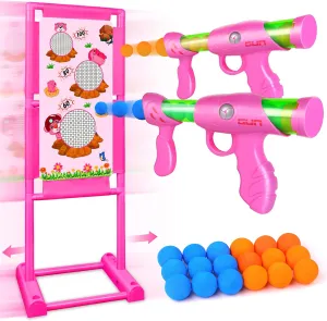 TIGTECGAME Upgraded Moving Shooting Game Toy for Boy Girl Age of 5 6 7 8 9 10 11 12 Years Old Includes Shooting Target & 2 Blaster Guns & 18 Foam Balls - Ideal Christmas Birthday Gift for Kids