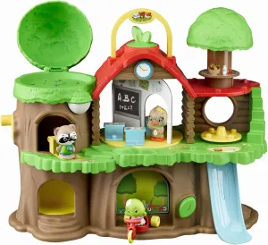 Timber Tots: The Klorofil's Schoolhouse - 13pc Nature Toy Playset, 3 Animal Figurines & Accessories, Rotate-Snap-Crank Features, Kids & Toddlers 18Mo 