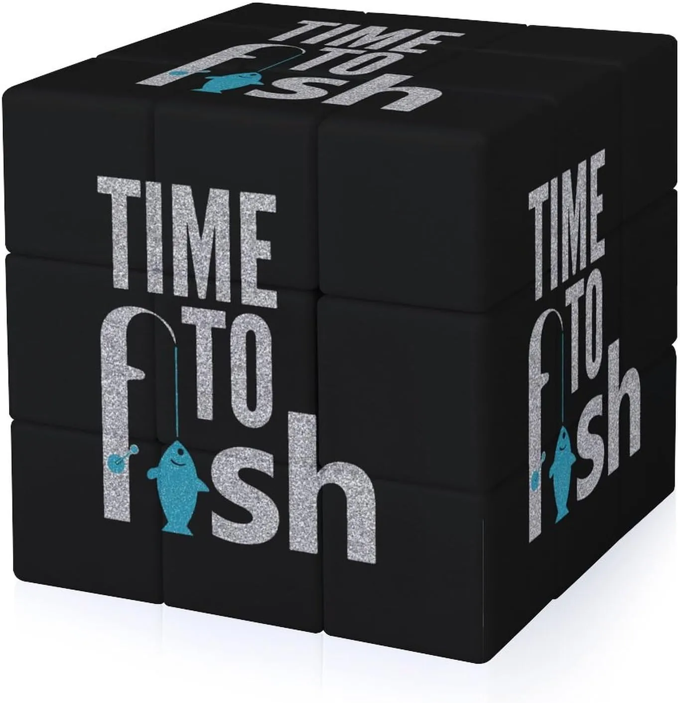 Time to Fish Typography Funny 3x3x3 Cube Smooth Lightweight Puzzle for Adult Graphic Printing Travel