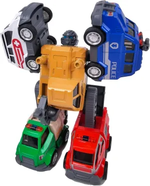 Toddler Robot Monster Truck 5in1 Cars for Boys 3 4 5 Years Old, Push and Go Easter Christmas Birthday Gifts for Boys Girls