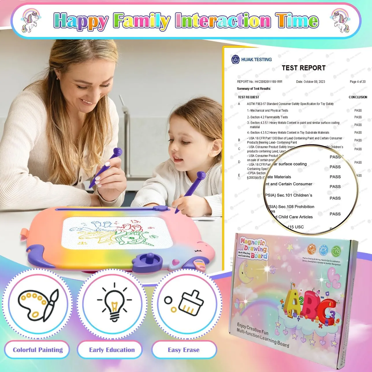 Toddler Toys 2-3,Magnetic Drawing Board Baby Toys 18 Months,Toddler Girl Boy Toys Writing Doodle Board,Learning Educational Kids Unicorn Toys 1 2 3 Year Old Girls Boys Christmas B'day Gifts