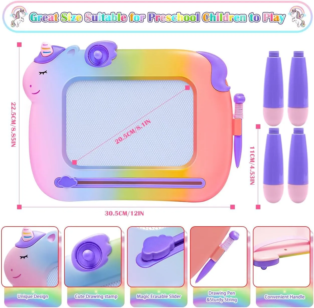 Toddler Toys 2-3,Magnetic Drawing Board Baby Toys 18 Months,Toddler Girl Boy Toys Writing Doodle Board,Learning Educational Kids Unicorn Toys 1 2 3 Year Old Girls Boys Christmas B'day Gifts