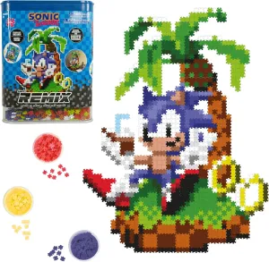 TOMY Jixelz Remix Sonic The Hedgehog Craft Kit - Sonic and Ring - No Heat or Water Required - Pixel Art Gaming Room Decor - Video Game Collectibles - 700  Pieces - Ages 8 Years and Up